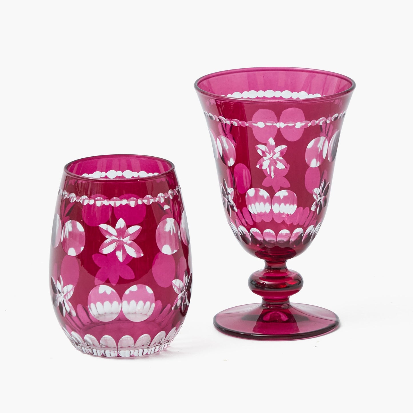 Aubergine Anita Engraved Water Glasses (Set of 4)