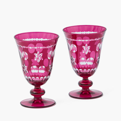 Aubergine Anita Engraved Wine Glasses (Set of 4)