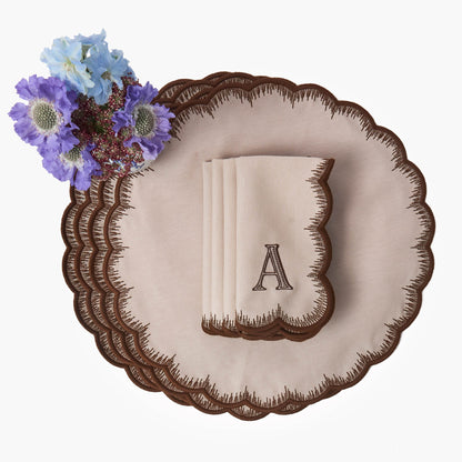 Taupe & Chocolate Isabella Placemats & Napkins (Set of 4)