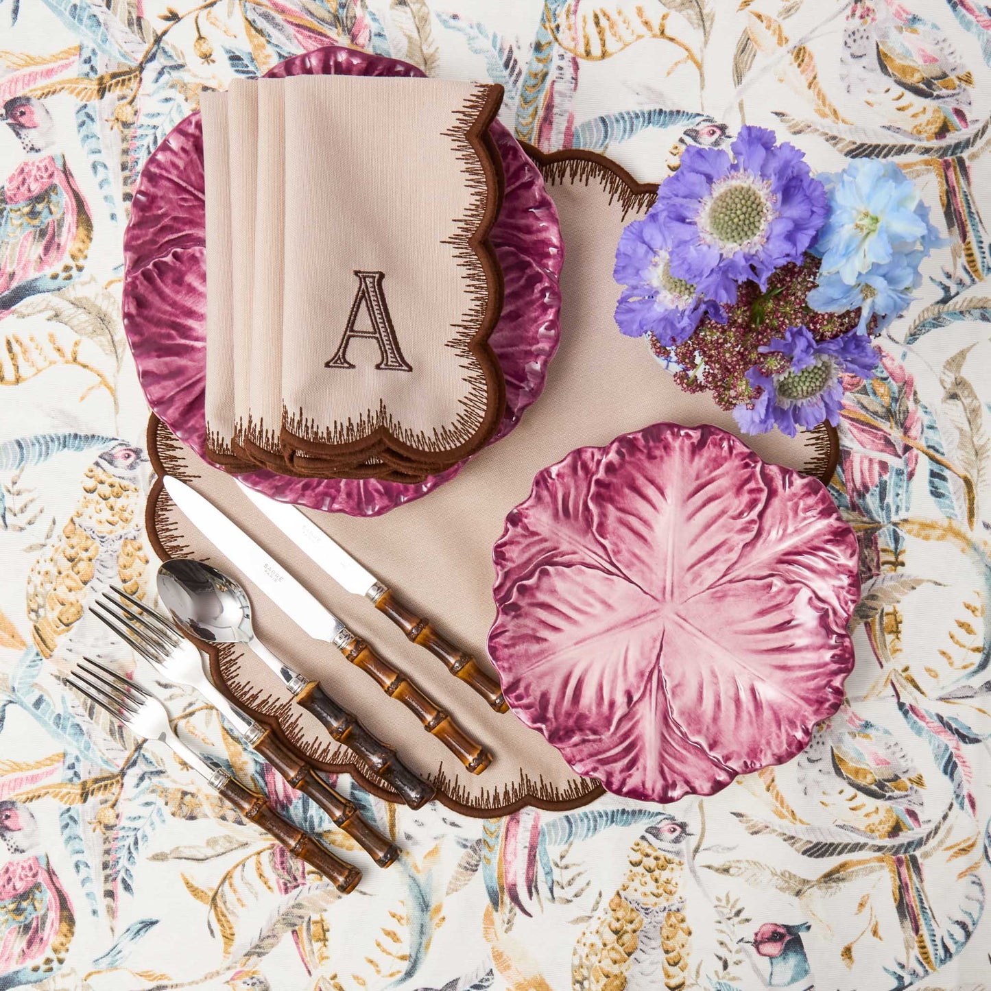 Taupe & Chocolate Isabella Placemats & Napkins (Set of 4)
