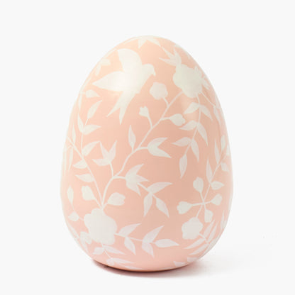 Large Pink Floral Tole Egg