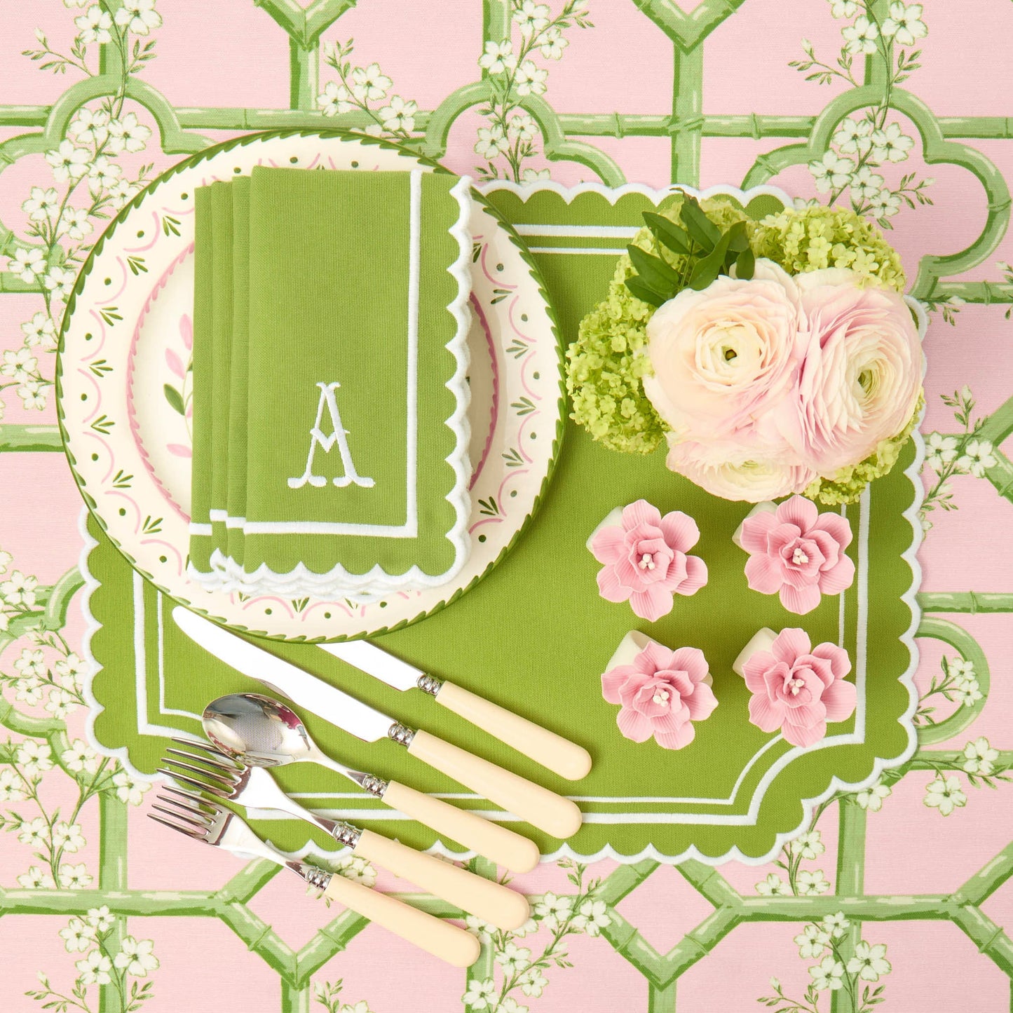 Green Louisa Napkins (Set of 4)
