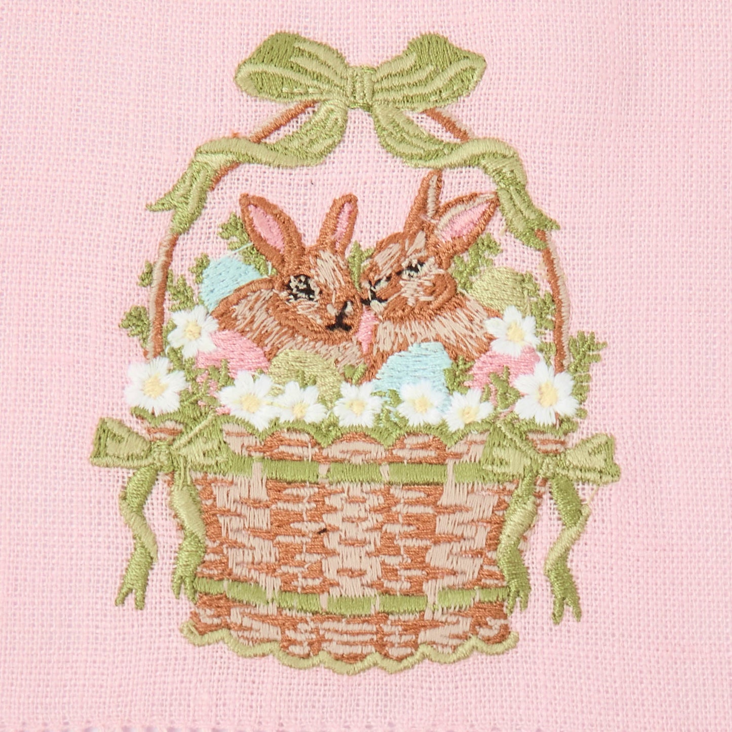 Pink & Green Eloise Linen Placemats & Bunnies in Basket Napkins (Set of 4)