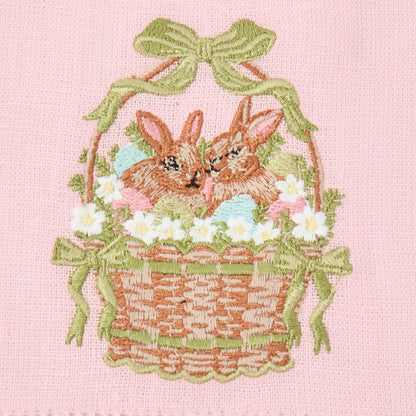 Pink & Green Eloise Linen Placemats & Bunnies in Basket Napkins (Set of 4)