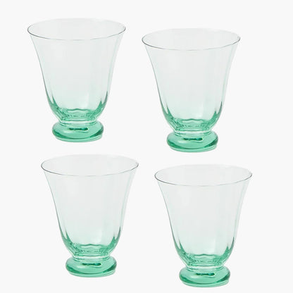 Green Tulip Water Glasses (Set of 4)