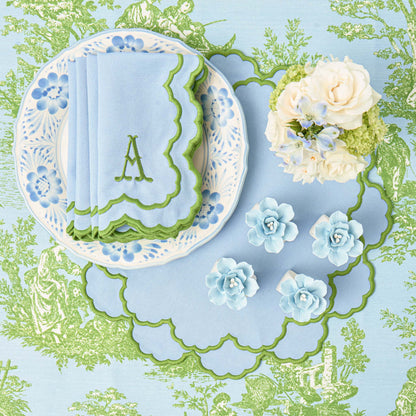 Soft Blue Fiore Napkin Rings (Set of 4)