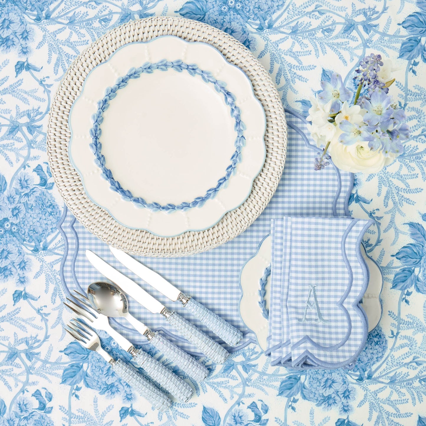 White Rattan Charger Plates (Set of 4)