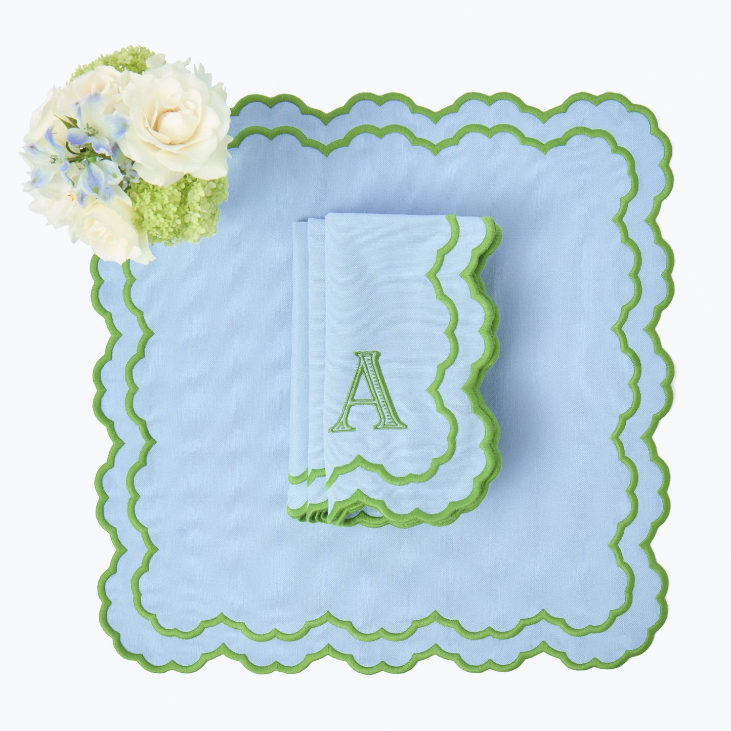 Blue & Green Lily Napkins (Set of 4)