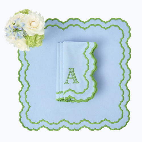 Blue & Green Lily Napkins (Set of 4)