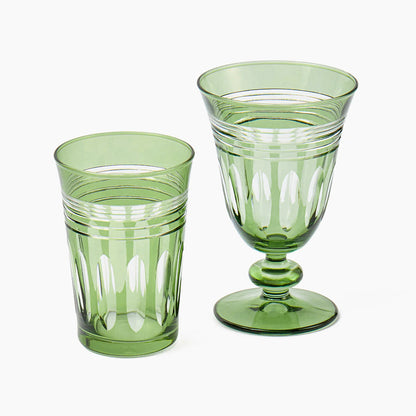 Green Sylvie Engraved Glassware (Set of 8)