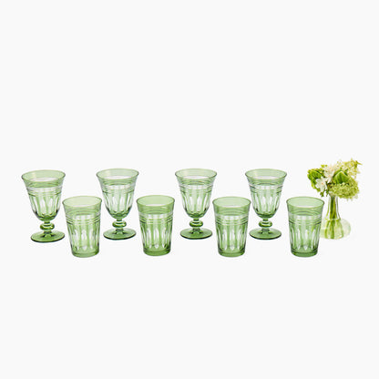 Green Sylvie Engraved Glassware (Set of 8)