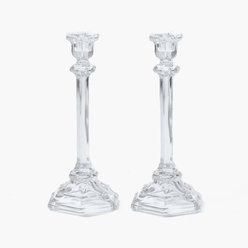 Glass Column Candle Holders (Pair)