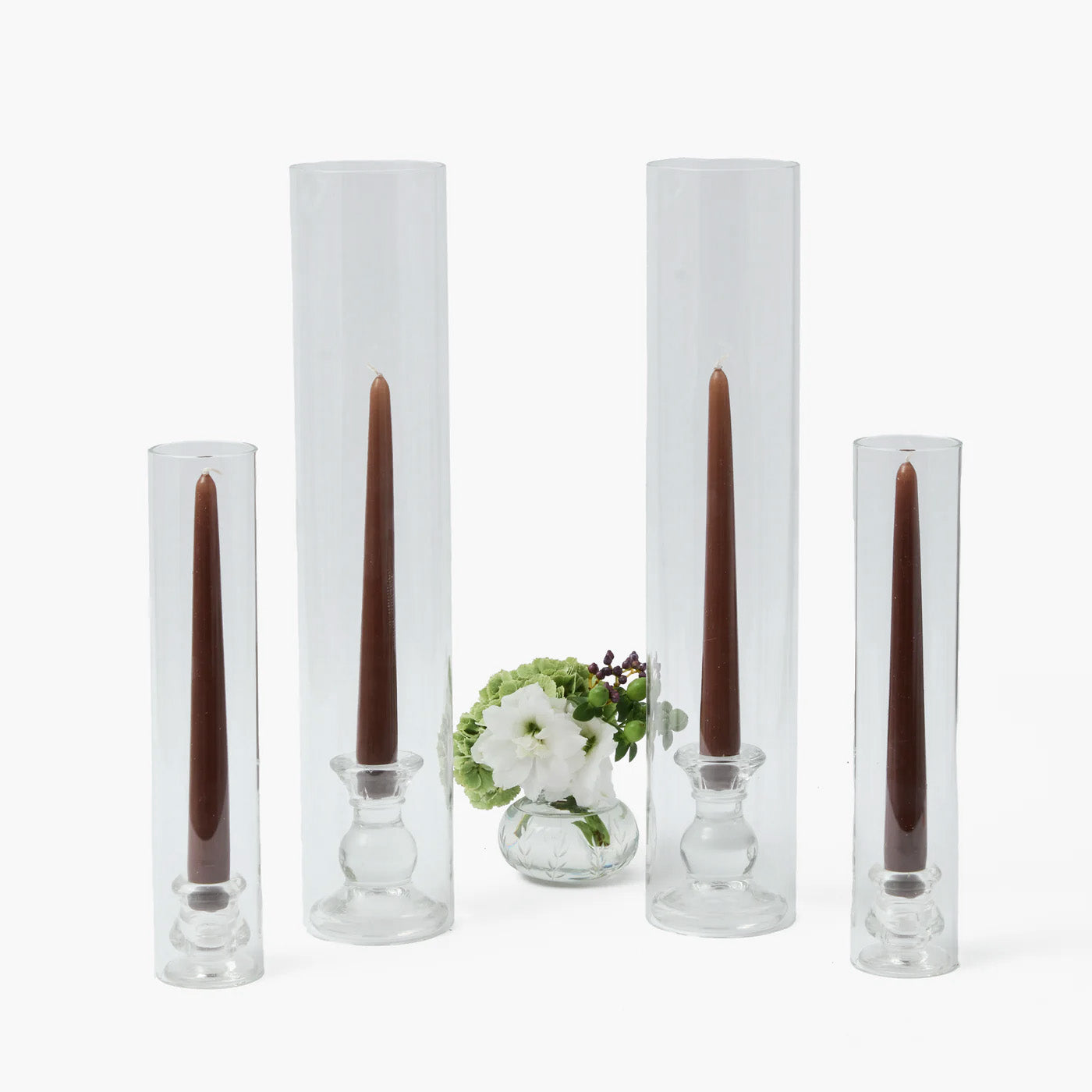 Claudia Glass Hurricane Candle Set (Chocolate)