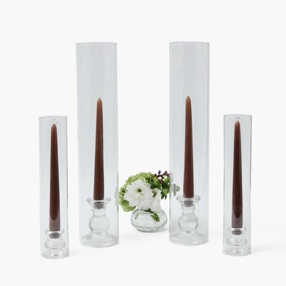 Claudia Glass Hurricane Candle Set (Chocolate)