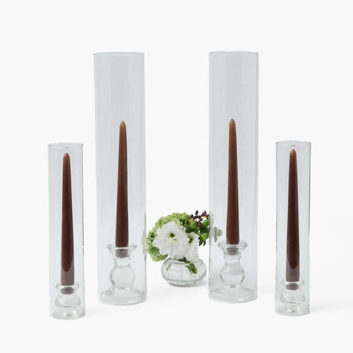 Claudia Glass Hurricane Candle Set (Chocolate)