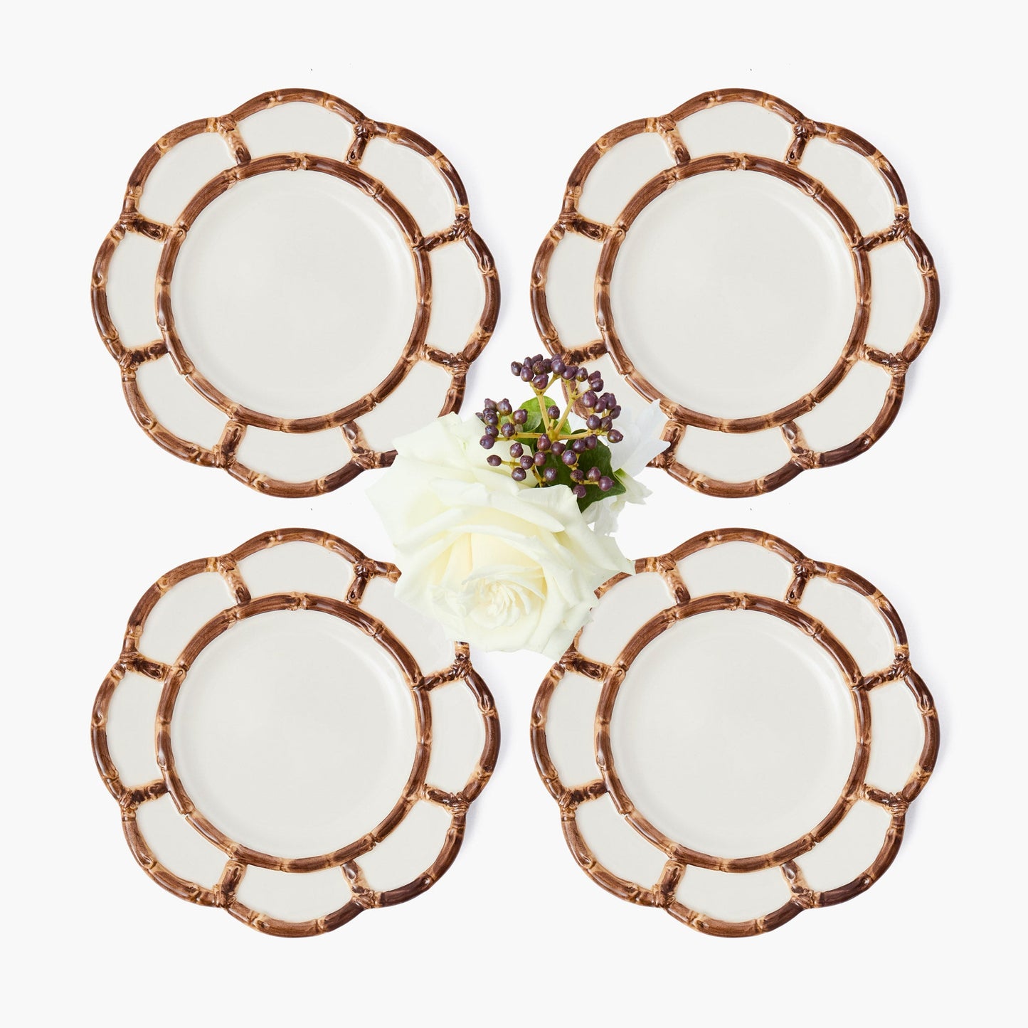 Petal Burnt Bamboo Starter Plate (Set of 4)
