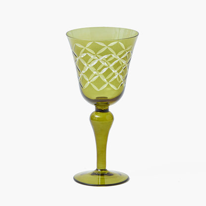 Olive Engraved Wine Glasses (Set of 4)