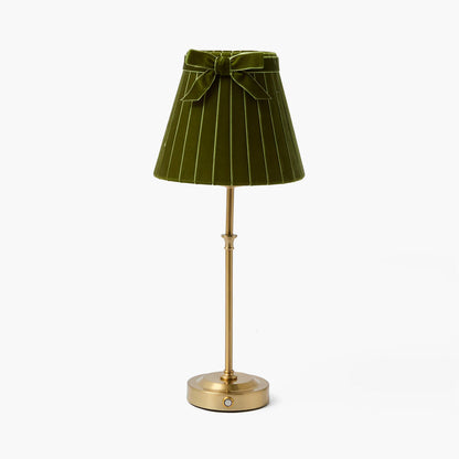 Edie Rechargeable Lamp with Olive Velvet Bow Shade (18cm)