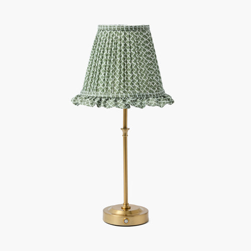 Edie Rechargeable Lamp with Olive Lotus Ruffle Shade (18cm)