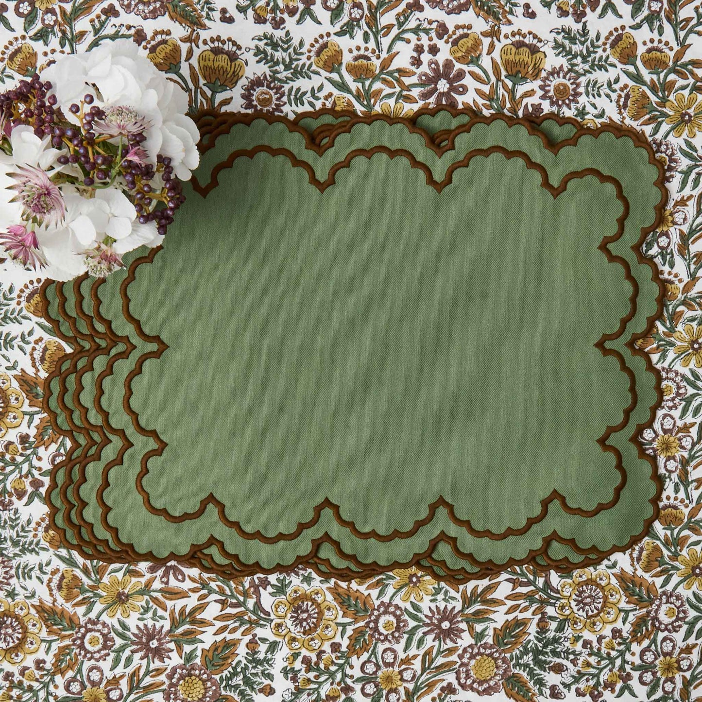 Green & Brown Charlotte Placemats (Set of 4)