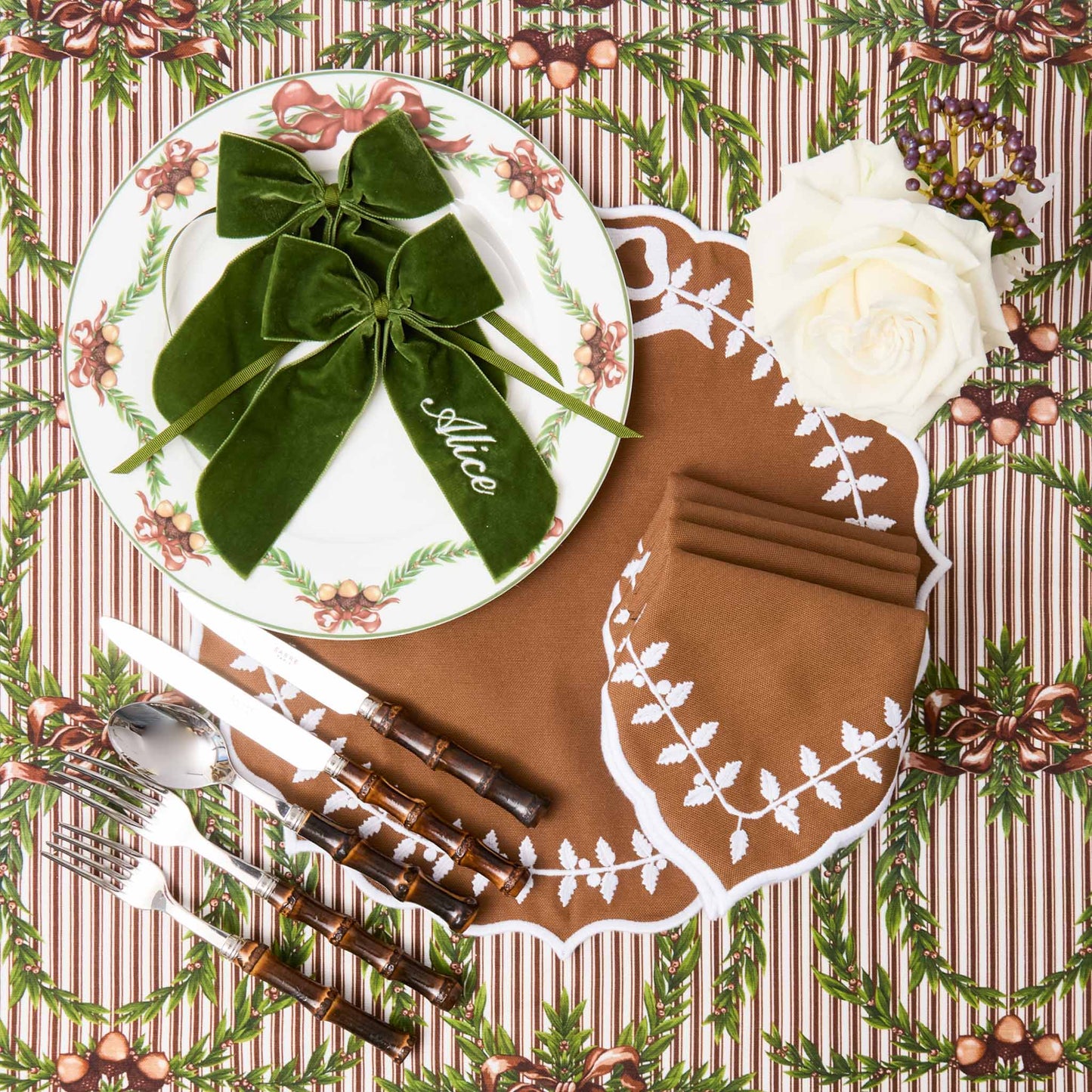 Forest Green Personalisable Bow