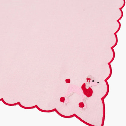 Pink & Red Fifi Poodle Linen Napkins (Set of 4)