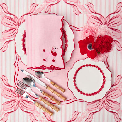 Pink & Red Fifi Poodle Linen Napkins (Set of 4)