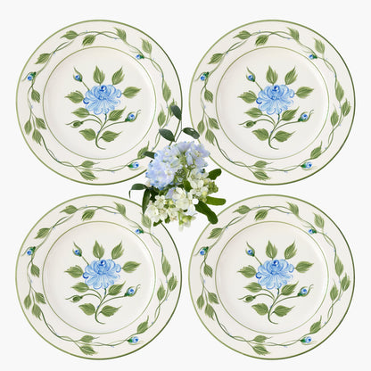 Blue Rose Bud Dinner Plates (Set of 4)