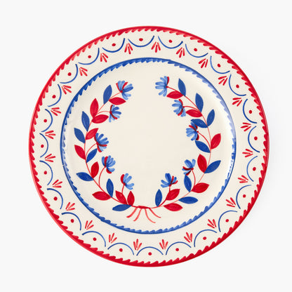 Blue & Red Josephine Dinner & Starter Plates (Set of 8)