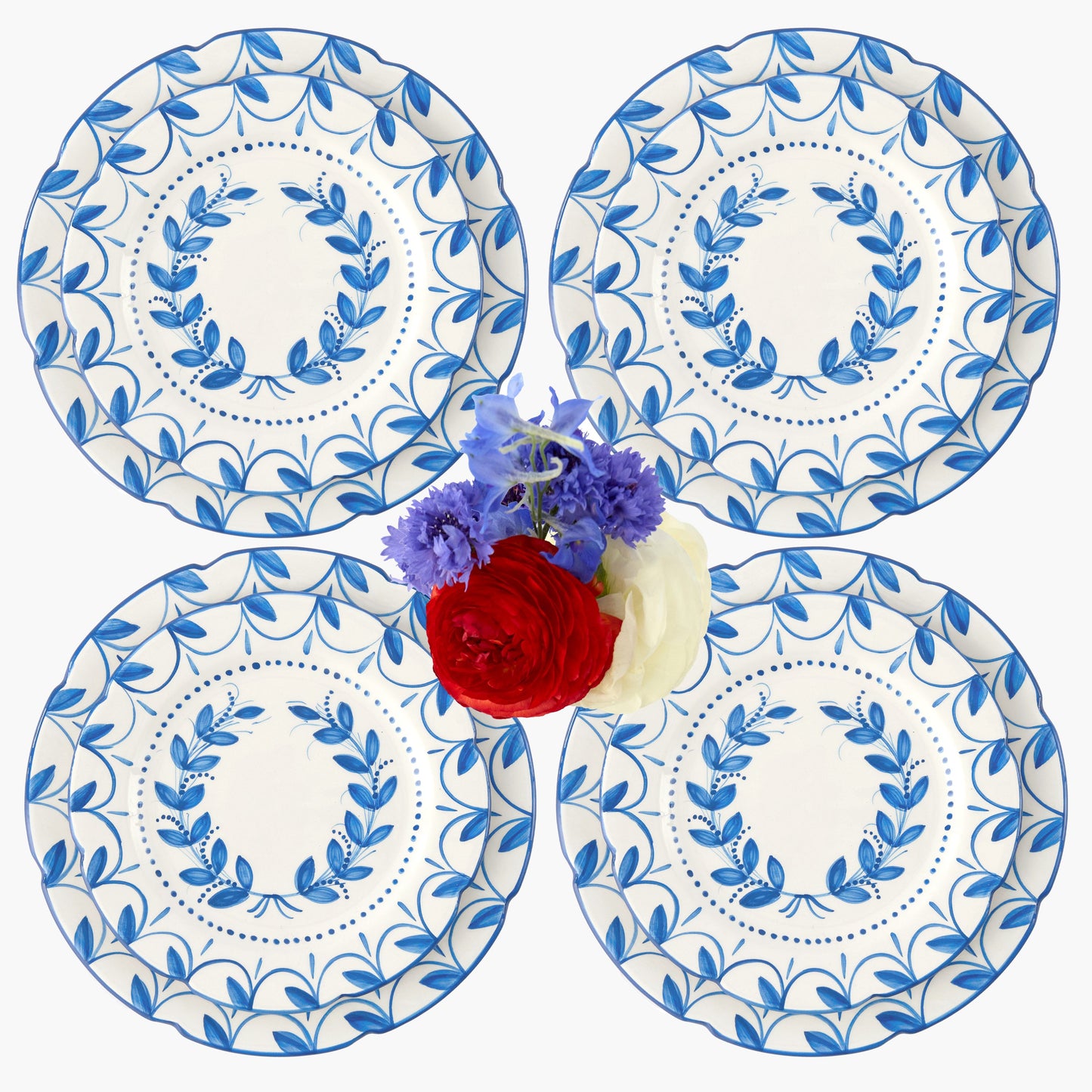 Elizabeth Blue Garland Dinner & Starter Plates (Set of 8)