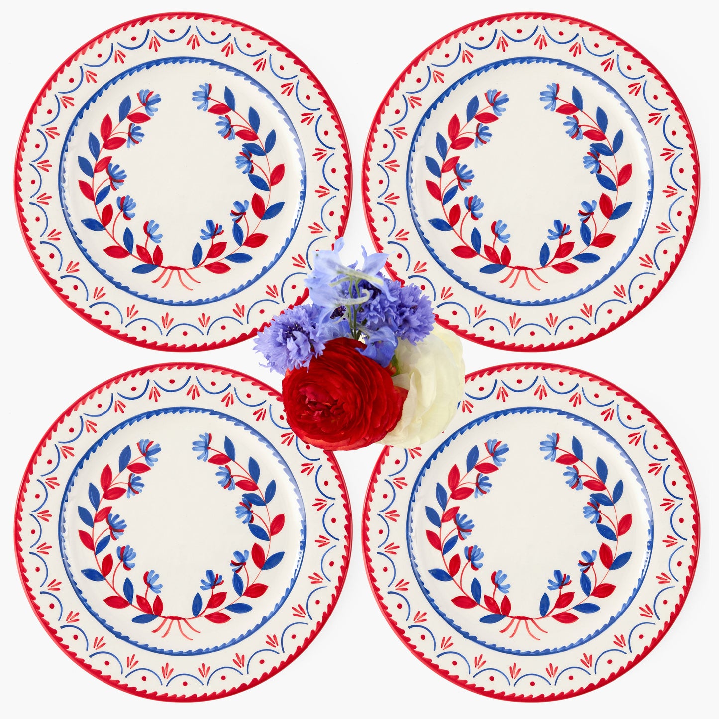 Blue & Red Josephine Dinner Plate (Set of 4)