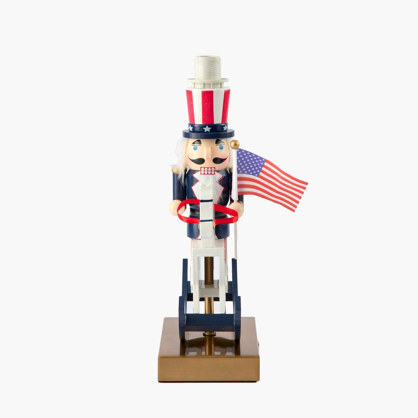 Fourth of July Rechargeable Lamp with Cobalt & Red Lotus Shade (18cm)