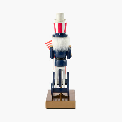 Fourth of July Rechargeable Lamp with Cobalt & Red Lotus Shade (18cm)