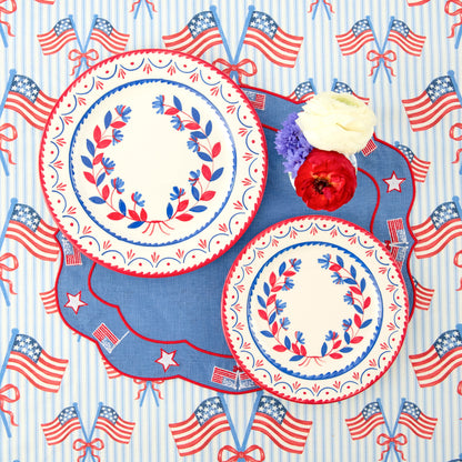 Blue & Red Josephine Dinner & Starter Plates (Set of 8)