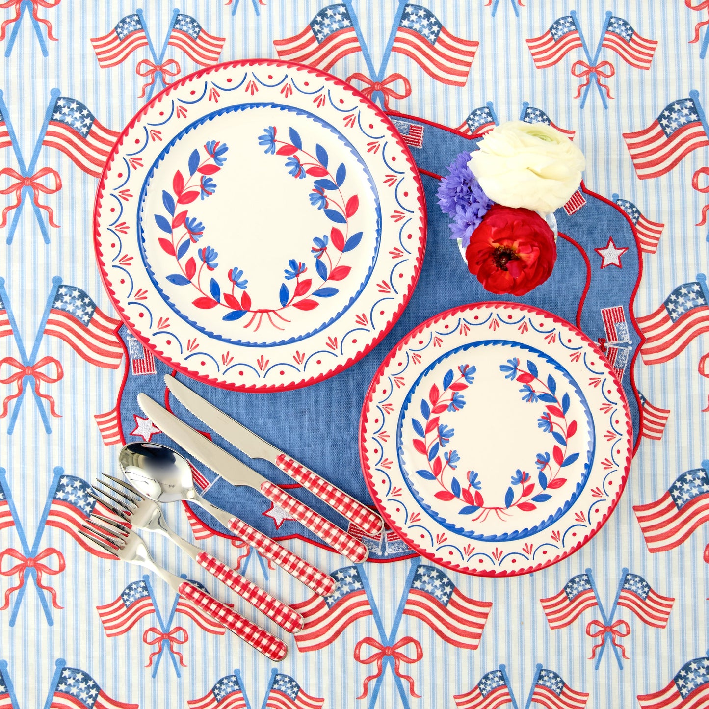 Blue & Red Josephine Dinner Plate (Set of 4)