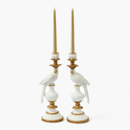White Parrot Candle Holders (Pair)