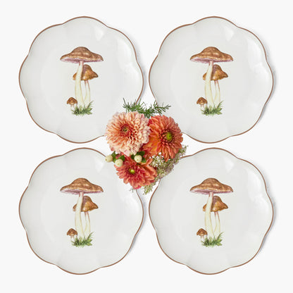 Scalloped Mushroom Dinner Plates (Set of 4)