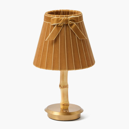 Mustard Velvet Bow Lampshade (18cm)
