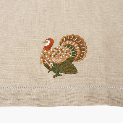 Taupe Turkey Embroidered Linen Napkins (Set of 4)