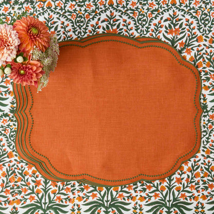 Orange & Green Eloise Linen Placemats (Set of 4)