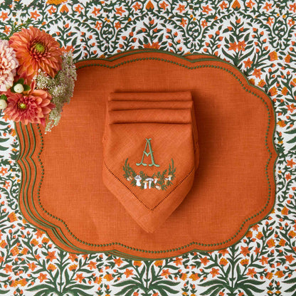 Orange & Green Eloise Linen Placemats (Set of 4)