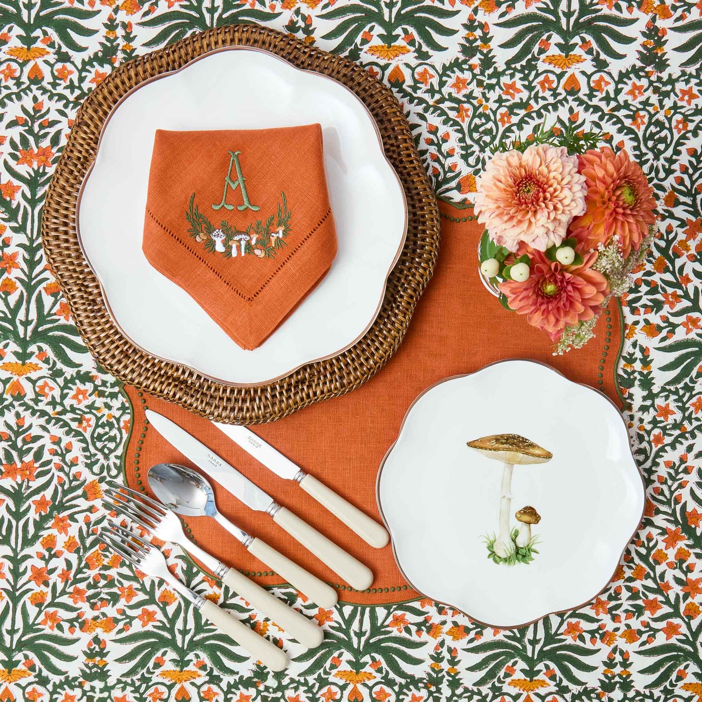 Brown Scalloped Rattan Charger Plates (Set of 4)