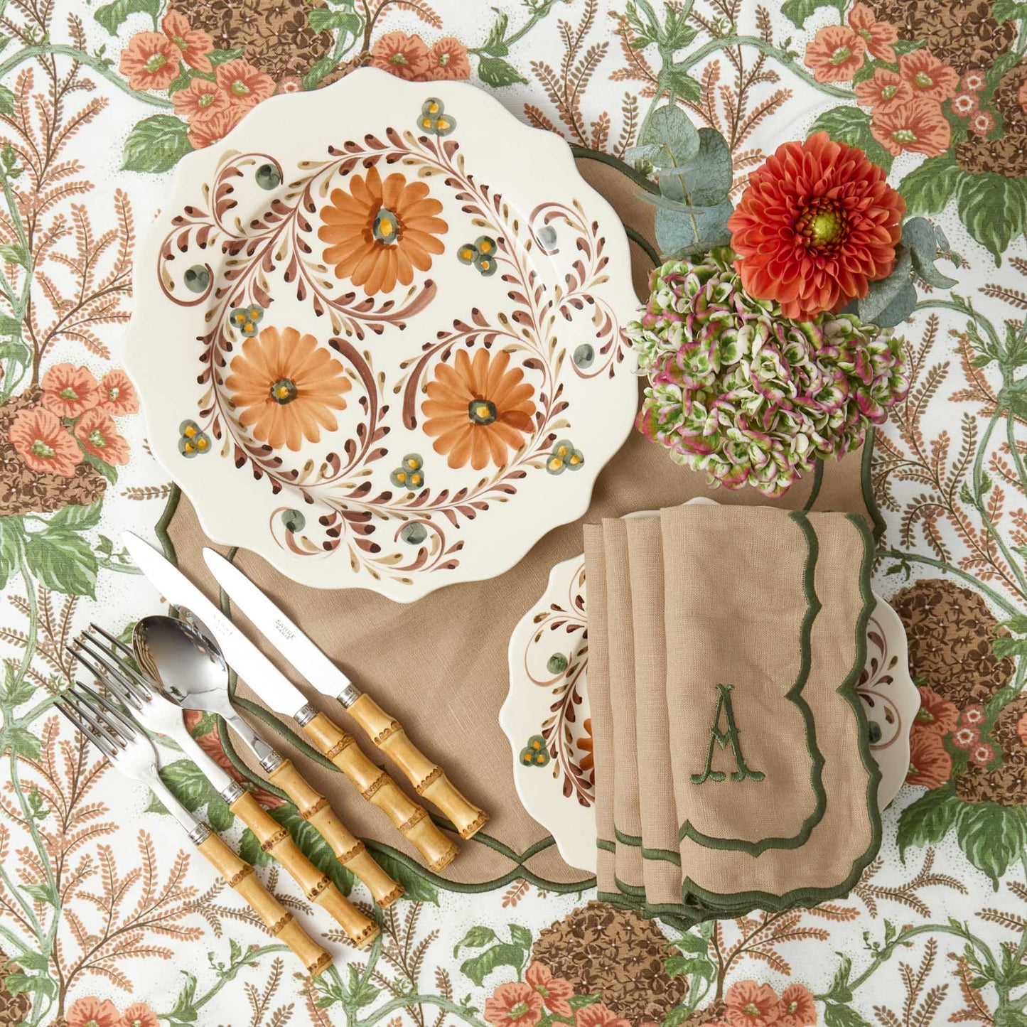 Autumn Flowers Dinner & Starter Plates (Set of 8)