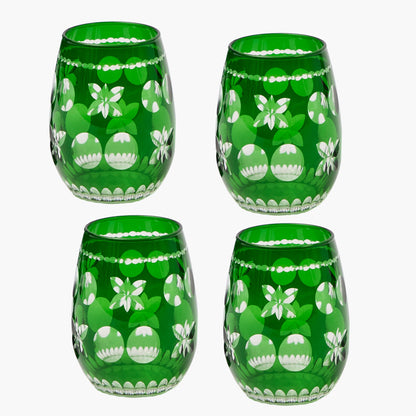 Emerald Anita Engraved Water Glasses (Set of 4)