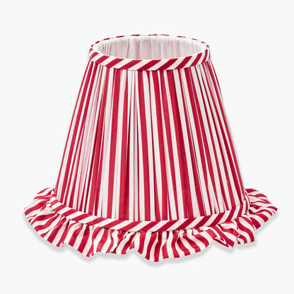 Red Striped Ruffle Lampshade (18cm)