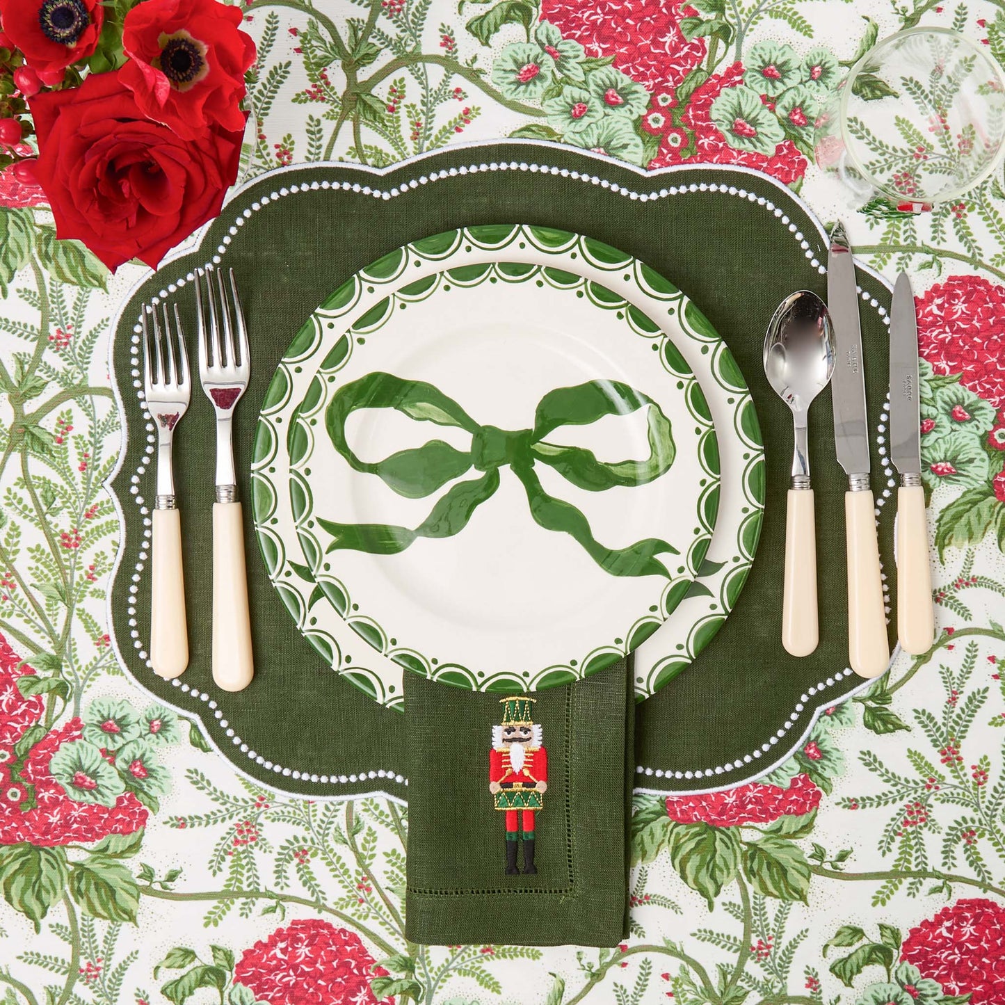 Red & Green Lady Isabella's Garden Tablecloth