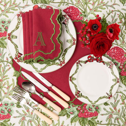 Red & Green Lady Isabella's Garden Tablecloth