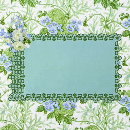 Blue & Green Sophia Waxed Placemats & Napkins (Set of 4)