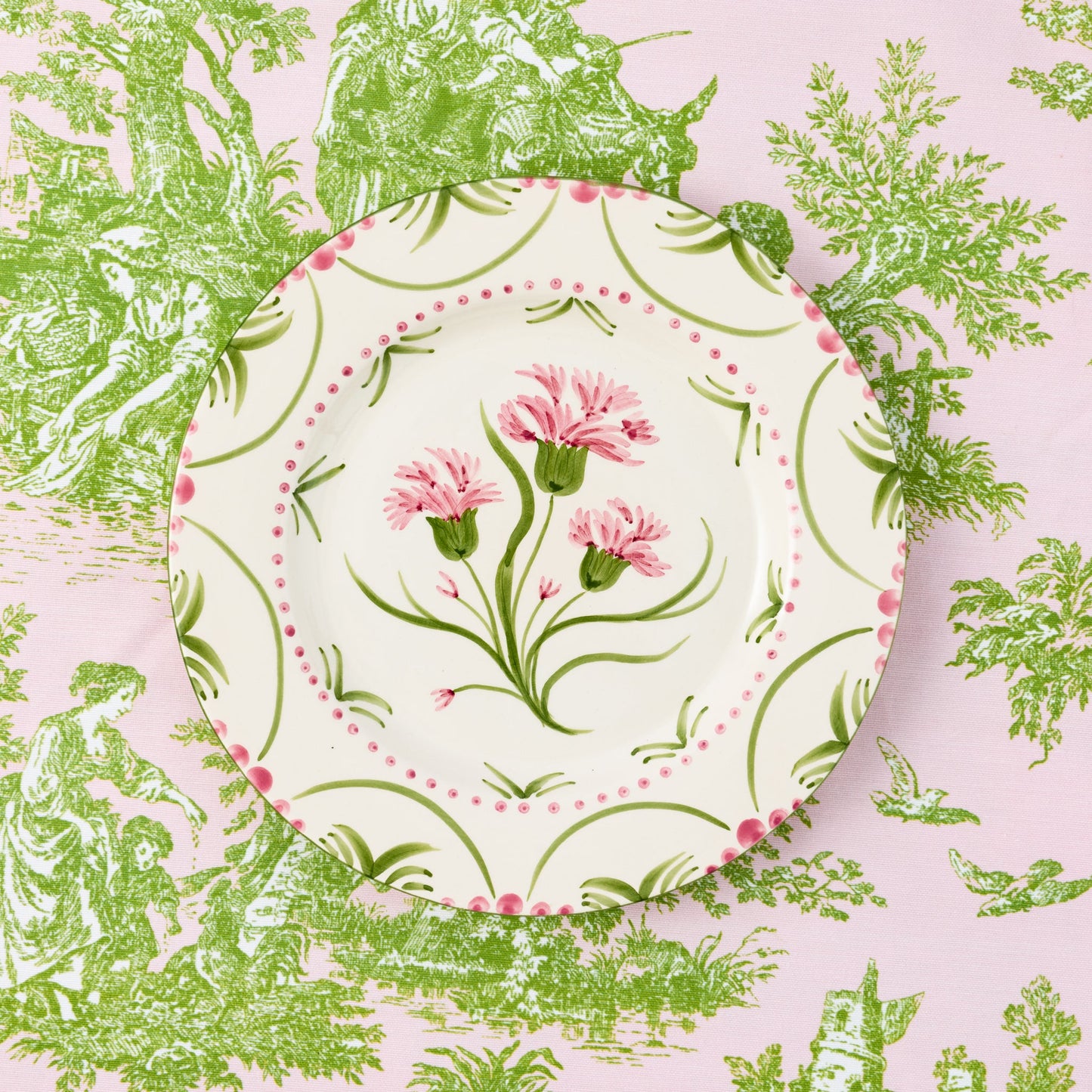 Pink & Green Santa Kristina Dinner Plate