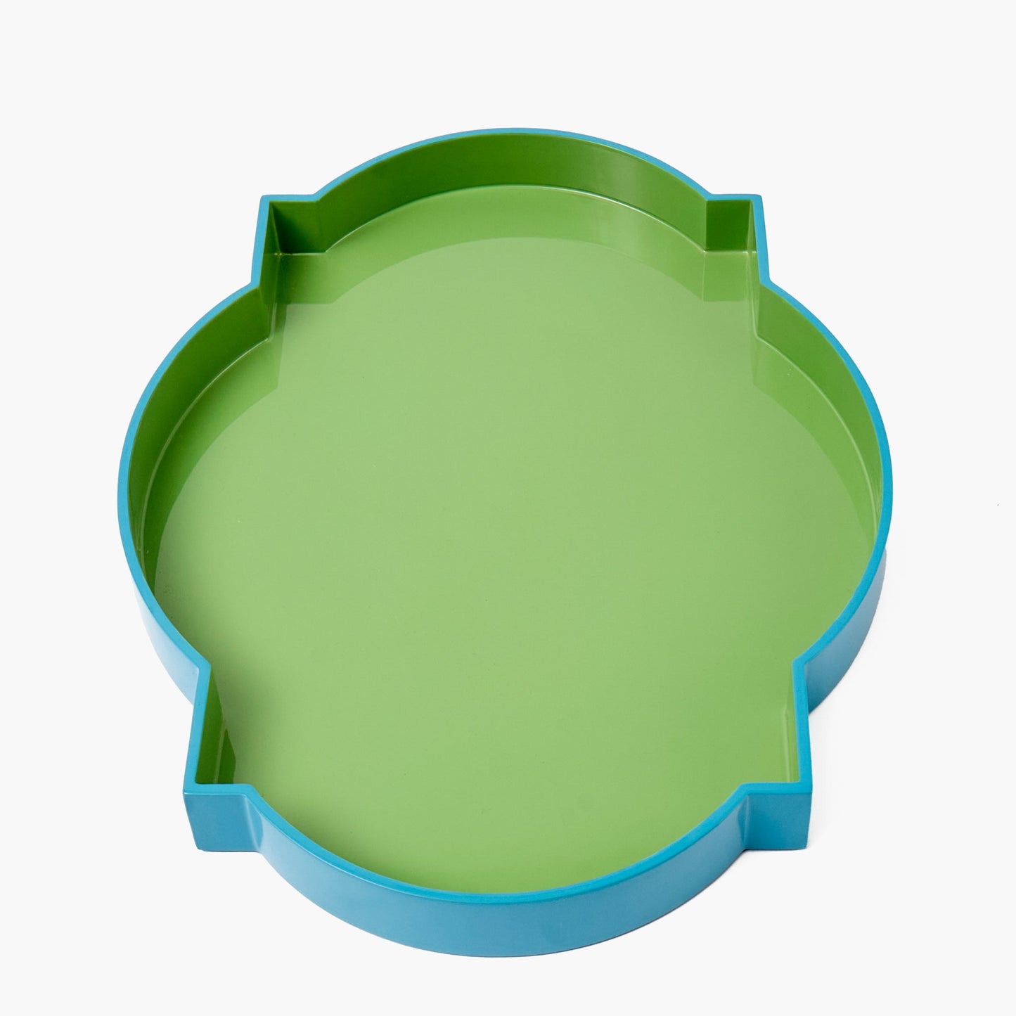 Green & Blue Lacquer Quatrefoil Tray